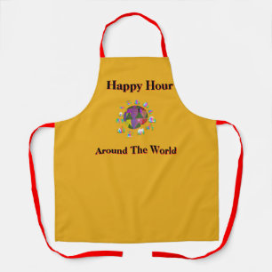 Delantal Amarillo Mostaza Happy Hour en Todo el Mundo
