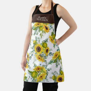 Delantal Amarillo País Floral Acuarela Apron Sunflower