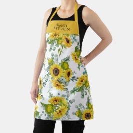 Delantal Amarillo País Floral Acuarela Apron Sunflower