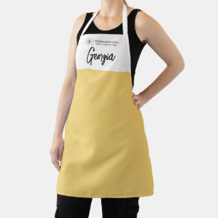 Delantal Amarillo Suave Blanco Con Nombre Y Logotipo Comerc