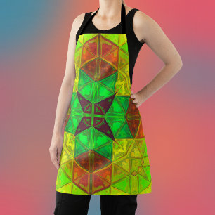 Delantal Amarillo verde y Naranja de la plaza Kaleidoscope 