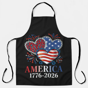 Delantal América Corazones 1776-2026 Patriótico