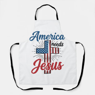 Delantal America Necesita Jesús Diseño de Camiseta de Cruz