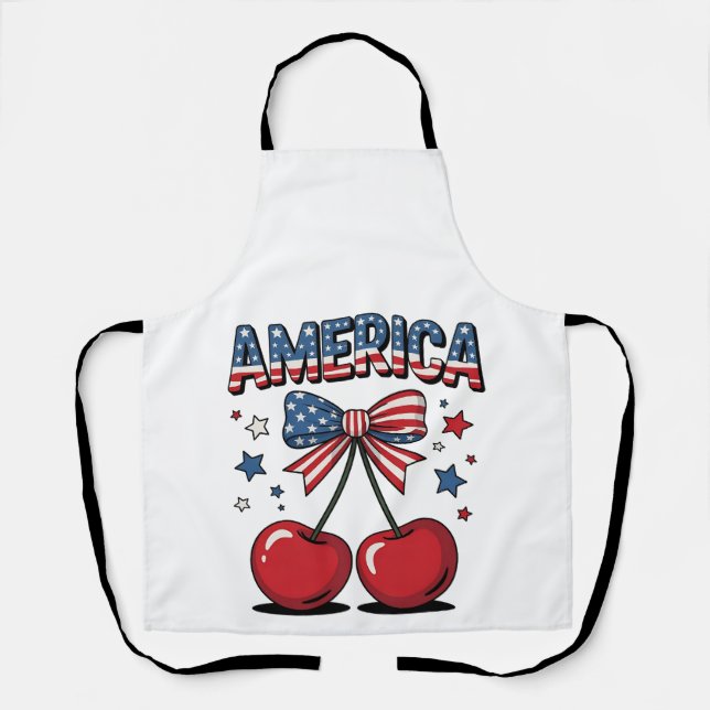 Delantal American Coquette Bow Cherry Aesthetic USA Flag (Anverso)
