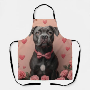 Delantal American Staffordshire con Rosas -Día de San Valen