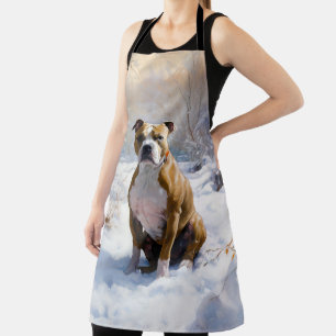 Delantal American Staffordshire Deja que nieve Navidad