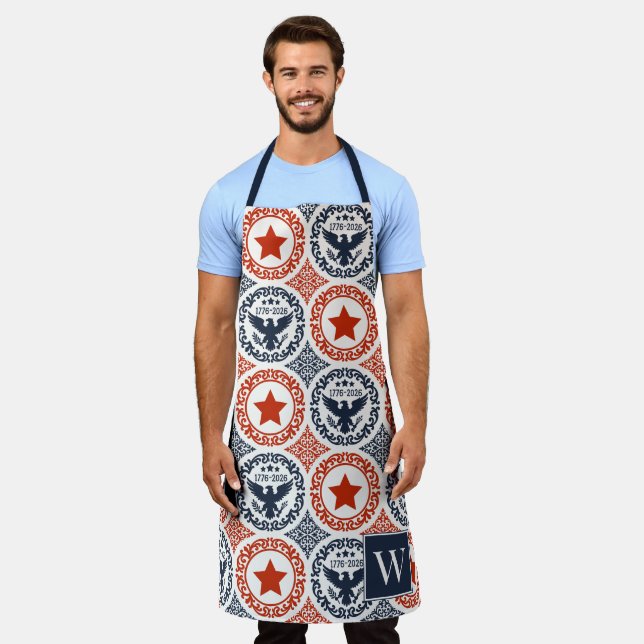 Delantal Americana Heritage Eagle Emblem Monogram (Gastado)