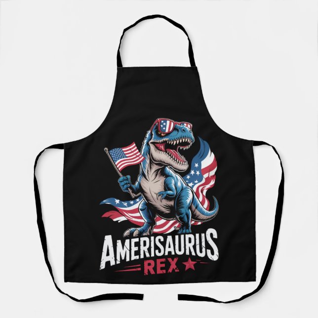 Delantal Amerisaurus T Rex Dinosaur 4 De Julio US Americano (Anverso)