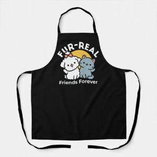 Delantal Amigos De Verdad Para Siempre   Dúo de gato y perr