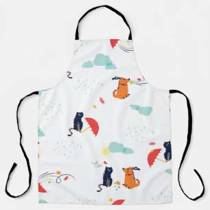 Delantal Amigos del Día de las Lluvias: Viñeta de Perro Gat