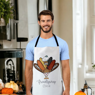Delantal Amigos divertidos del pavo masculino cocinando Acc