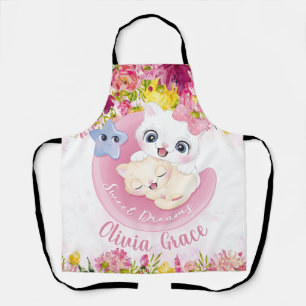 Delantal Amigos Gatitos Lindos Flores Rosadas Nombre Person