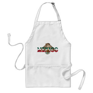 Delantal Amistosos Hombres Pirámides Mexicanas Apron Blanco