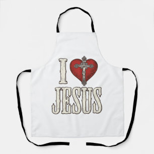 Delantal Amo a Jesús Grabado Vintage Diseño de Camiseta de