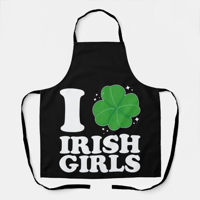 Delantal Amo a los Chicas irlandeses Shamrock Heart St Patr (Anverso)