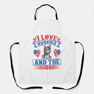 Delantal Amo a los Huskies siberianos y a EE. UU.