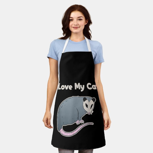 Delantal Amo a mi gato divertido zarigüeya (Gastado)