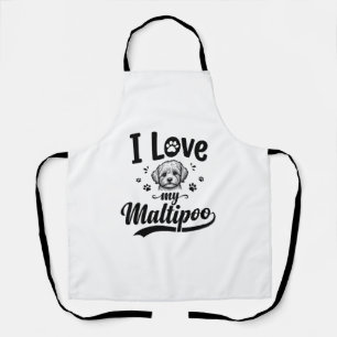 Delantal Amo a mi Maltipoo con diseño de perro de grabado v