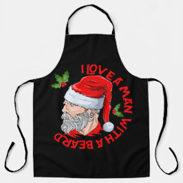 Delantal Amo A Un Hombre Con Una Barba Hipster Santa Claus