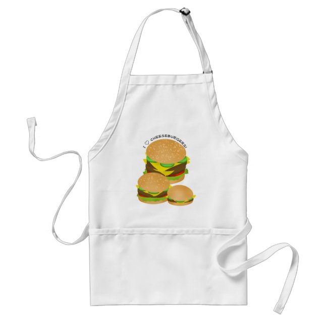 Delantal Amo las hamburguesas con queso (Frente)