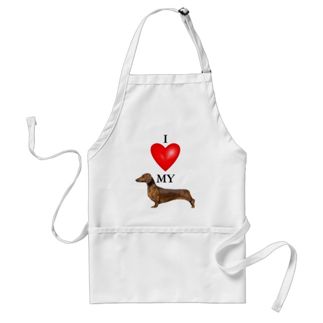 Delantal Amo Mi Corazón Rojo Dachshund (Frente)
