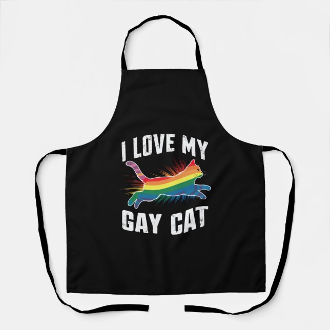Delantal Amo Mi Gato Gay Gracioso Orgullo Arcoiris Lgbt (Anverso)
