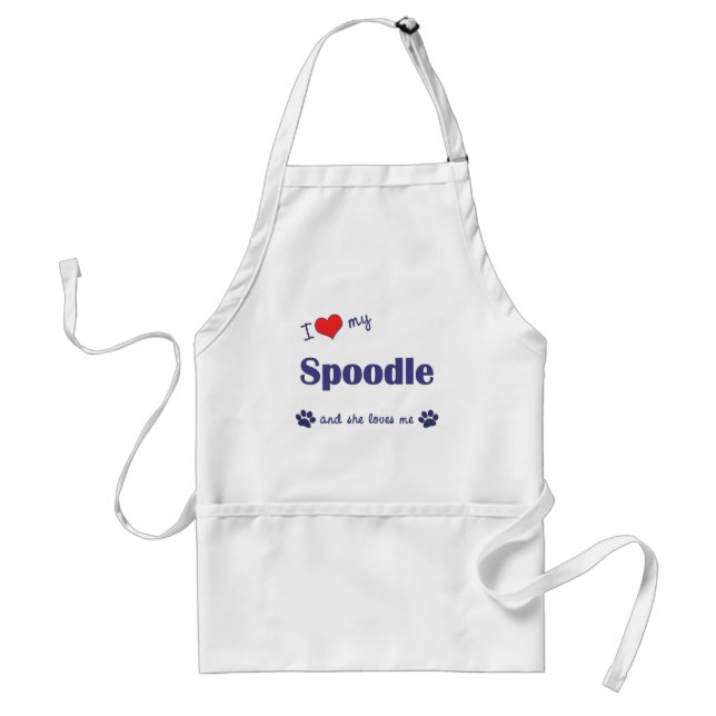 Delantal Amo mi Spoodle (el perro femenino) (Frente)