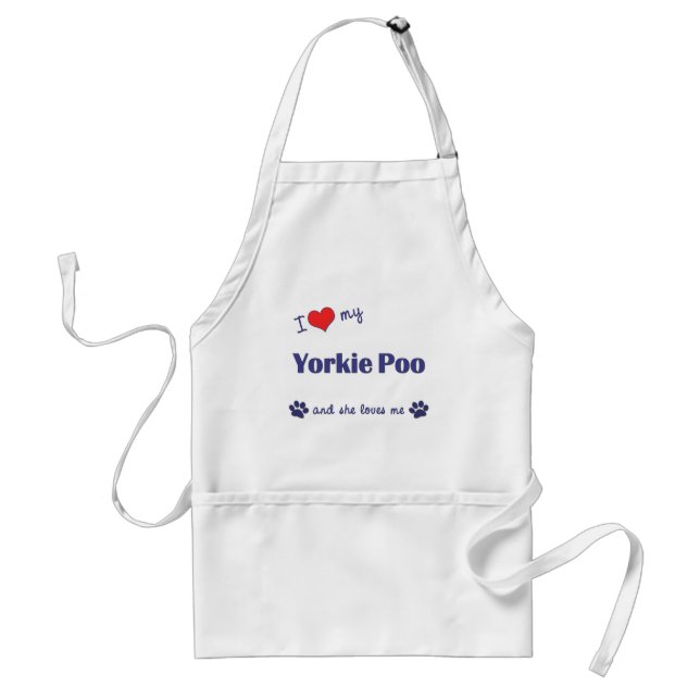 Delantal Amo mi Yorkie Poo (el perro femenino) (Frente)