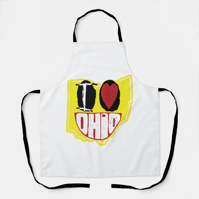Delantal Amo Ohio Sonriendo Cara Feliz (Anverso)