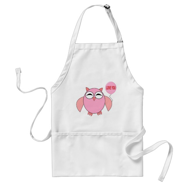 Delantal Amo Rosa Cute Amo Que Hechuza Cocinando Apron (Frente)