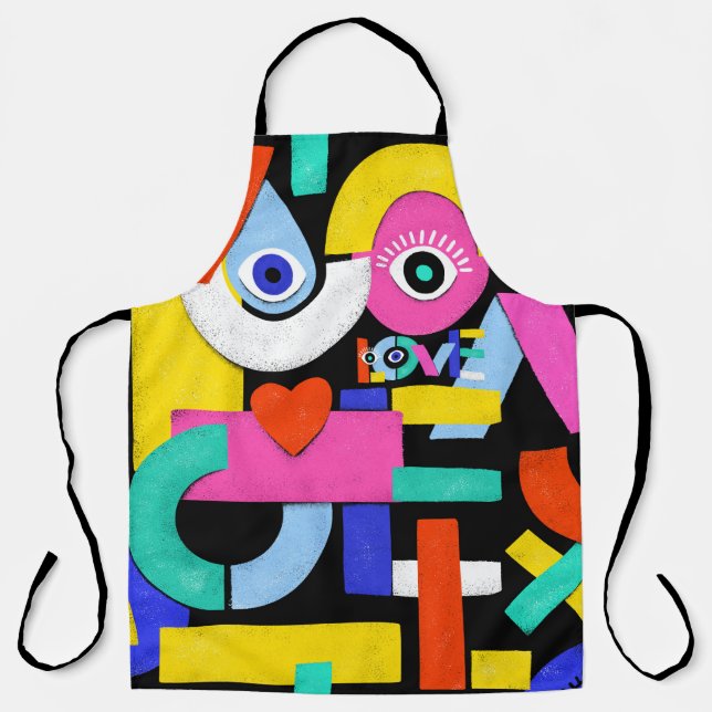 Delantal Amor abstracto, ojos: patrón colorido (Anverso)