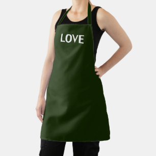 Delantal Amor, blanco verde oscuro