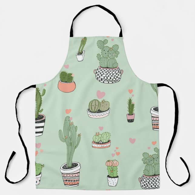 Delantal Amor Cactus: Patrón Personalizado. (Anverso)