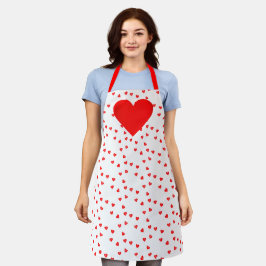 Delantal Amor Corazones Rojos Día de San Valentín Impresión