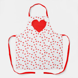 Delantal Amor Corazones Rojos Día de San Valentín Impresión