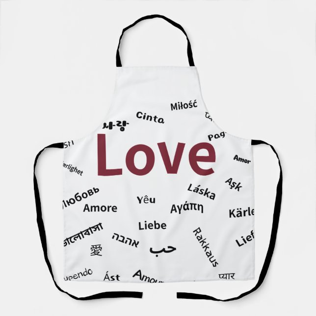 Delantal Amor en Muchos Idiomas  (Anverso)
