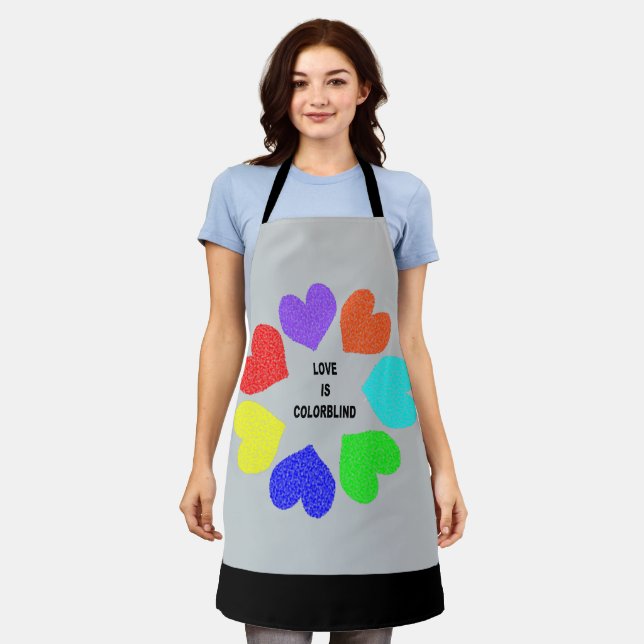 Delantal Amor interracial Corazón arcoiris (Gastado)