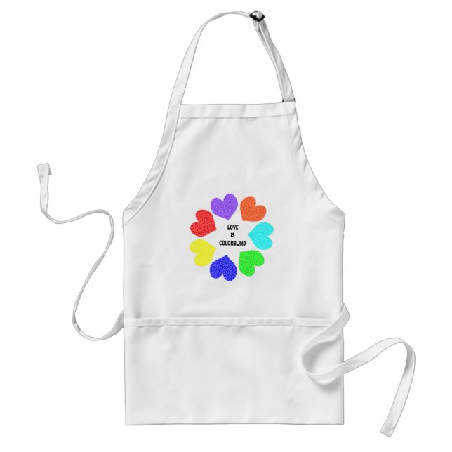 Delantal Amor interracial Corazón arcoiris Apron (Frente)