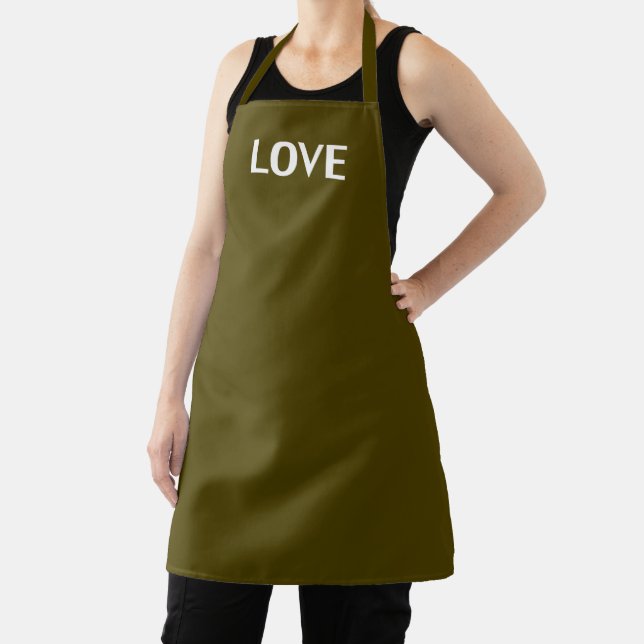 Delantal Amor, musgo de oliva verde blanco (in situ)