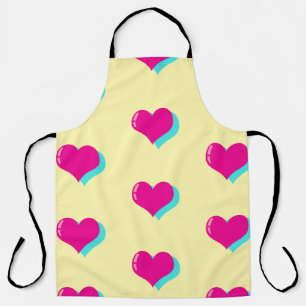 Delantal Amor Neon Retro Vaporwave Corazones Diversión