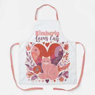 Delantal Amor Personalizado Gatos Lindos Rosa Púrpura
