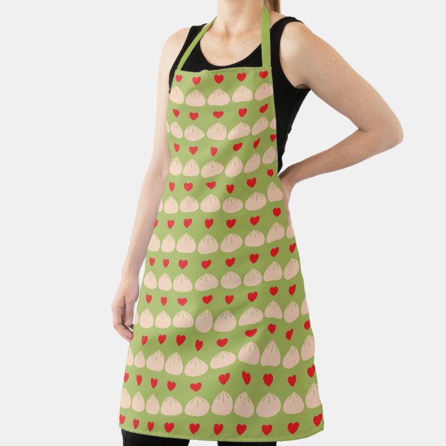 Delantal Amor que se desmorona Matcha Apron grande (in situ)
