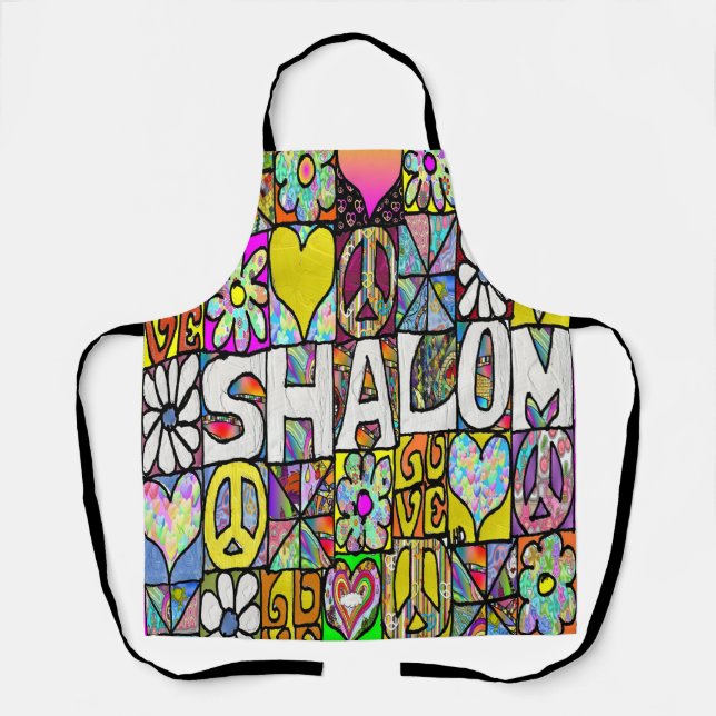 Delantal Amor Shalom Psicodélico Retro de los 60 (Anverso)