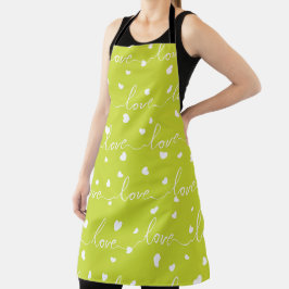 DELANTAL AMOR Y CORAZONES DE LA VALENTINA BLANCO LIME GREE