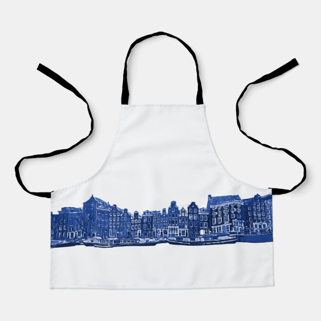 Delantal Ámsterdam con estilo de software Delfware azul (Anverso)