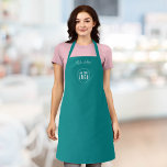 Delantal Añadir color de Personalizado de guiones modernos<br><div class="desc">Apron personalizado que puede agregar su logotipo y el nombre de su empleado en un guión moderno moderno a un color de fondo editable (haga clic en el botón "editar" y cambie el color de fondo). Incluso se puede cambiar el color de la correa (accesible en la página del producto)...</div>