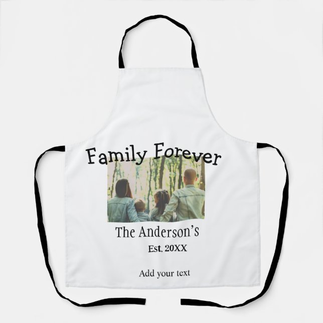 Delantal Añadir el nombre de la familia foto año vacaciones (Anverso)
