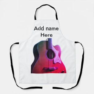 Delantal Añadir el nombre texto guitarra acústica marrón ed