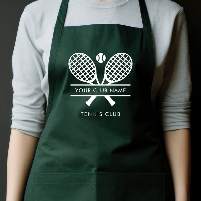 Delantal Añadir nombre de club deportivo Equipo de tenis Pe (Tennis Club Name Green Apron Swag)