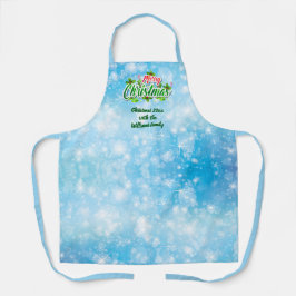 Delantal Añadir nombre familiar coincidente con azul navide